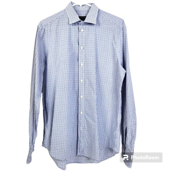 Rag & Bone Mens Gingham Plaid Print Long Sleeve Button Down Size 16 - Picture 1 of 11